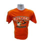 Orange Caltech Beaver head logo tee